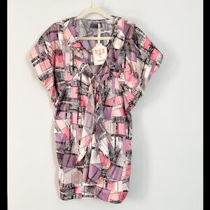 NUMPH Short Sleeve Tunic Blouse Piece Print Size Small NWT